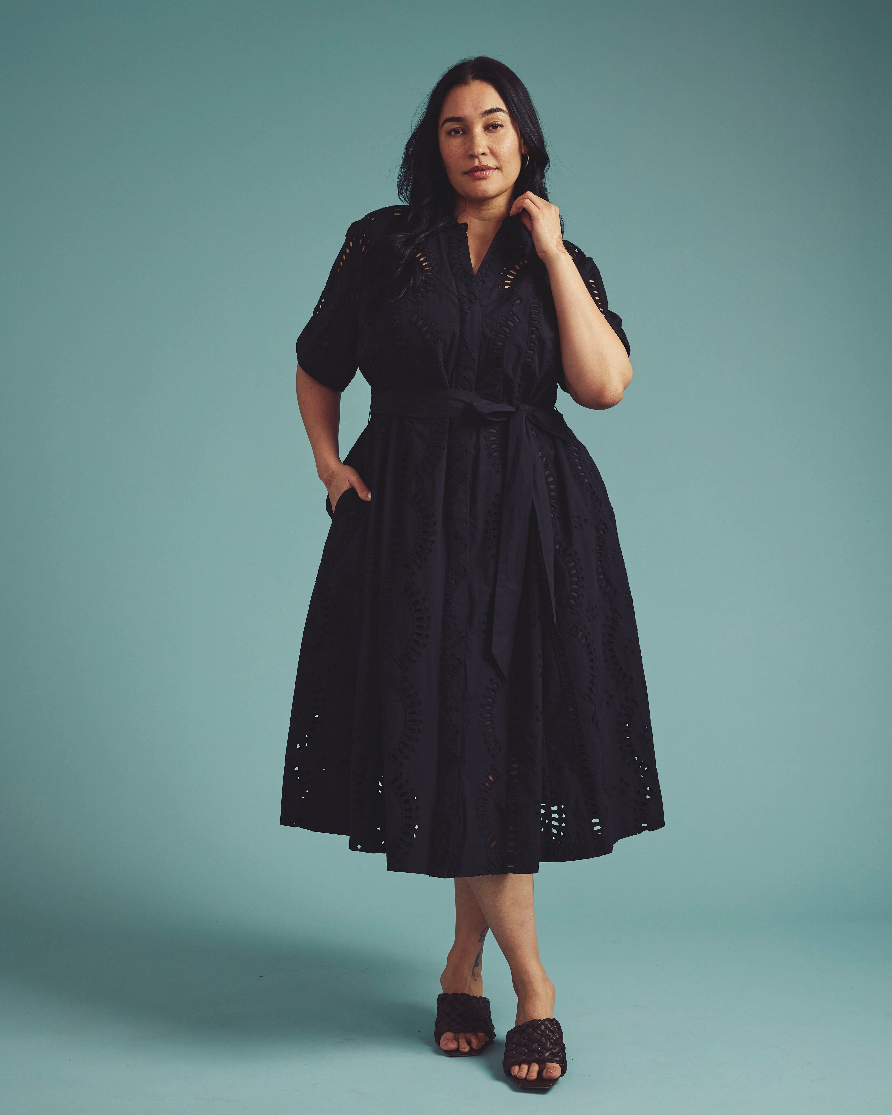 Tina Cotton Poplin Shirtdress - Black
